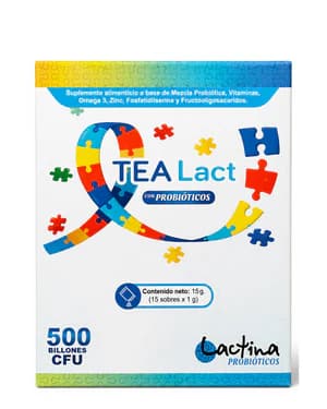 Tea Lact de Lactina, caja de 15 sobres en polvo, vista frontal del envase
