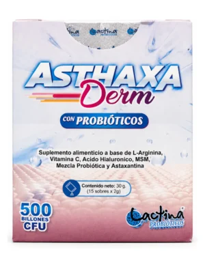 Asthaxa Derm, caja de 15 sobres, vista frontal del envase