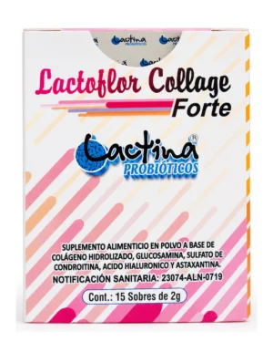 Lactoflor Collage Forte, caja de 15 sobres, vista frontal del envase