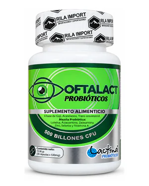 Oftalact de Lactina, frasco de 30 cápsulas, vista frontal del envase