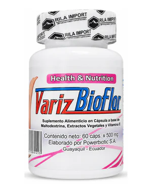 Variz Bioflor de Lactina, frasco de 60 cápsulas, vista frontal del envase